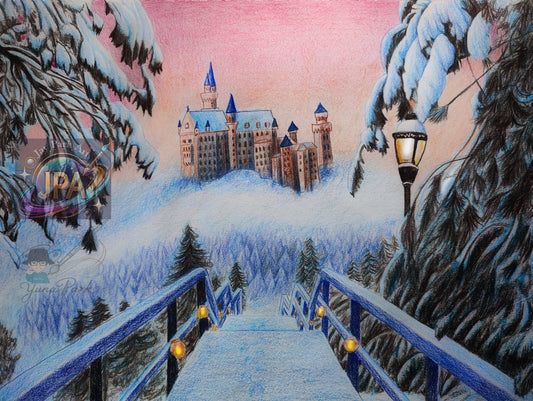 Winter Wonderland Castle – Schloss Neuschwanstein Artwork (30x20 cm)