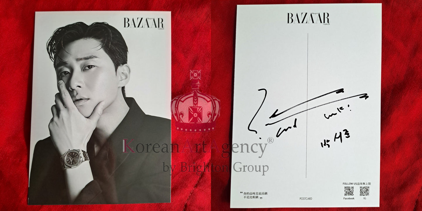 Park Seo Joon Harper's BAZAAR Taiwan MAY 2022 3pcs SET Postcard Autograph