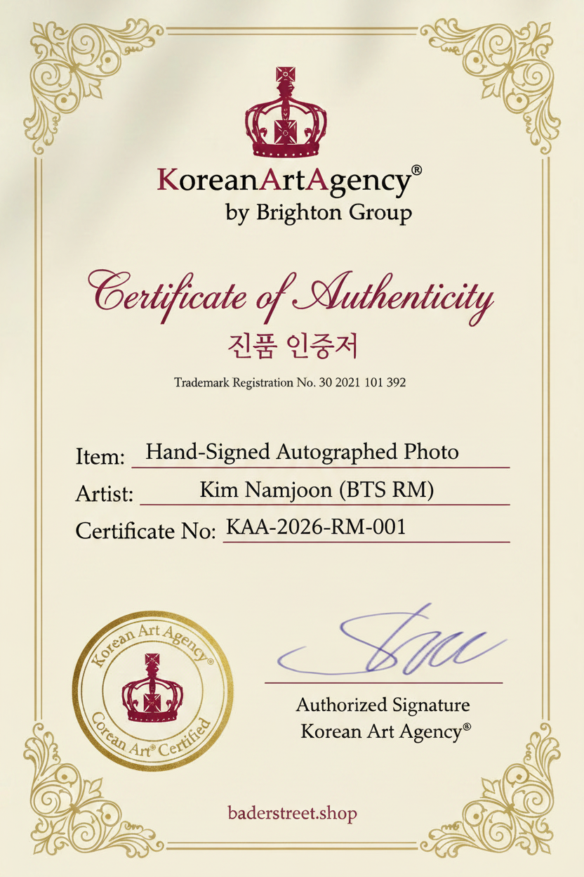 Certificate of Authenticity – Kim Namjoon (BTS RM) – Korean Art Agency