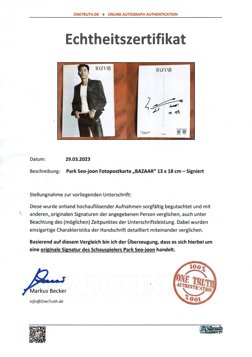 COA - Certificate of Authenticity Hand-Signed Merch