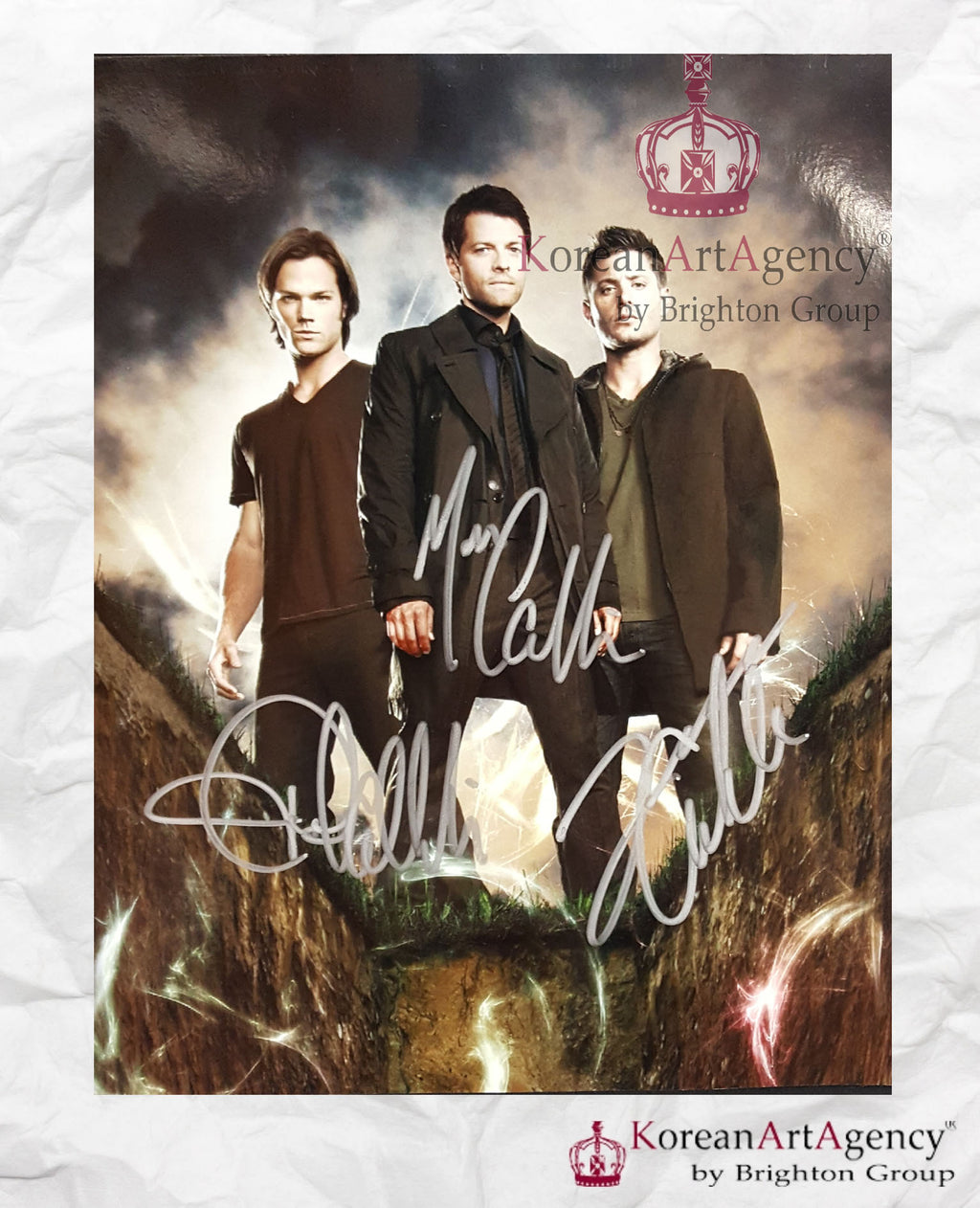 Jensen Ackles Jared Padelecki Misha Collins Super Natural Autograph 10inches – Autograph