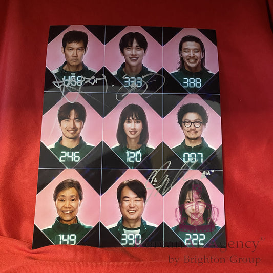 Squid Game Jo Yuri Yim Si-Wan and Lee Jung-Jae 10 inches Autograph
