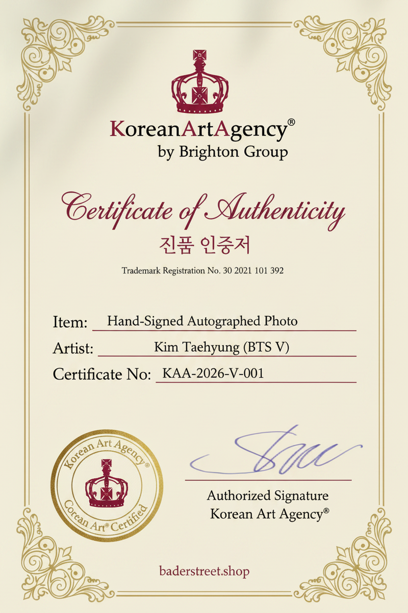 Certificate of Authenticity – Kim Taehyung (BTS V) – Korean Art Agency