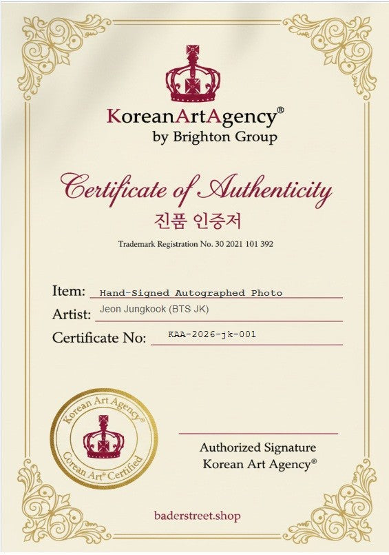 Certificate of Authenticity – Jeon Jungkook (BTS JK) – Korean Art Agency