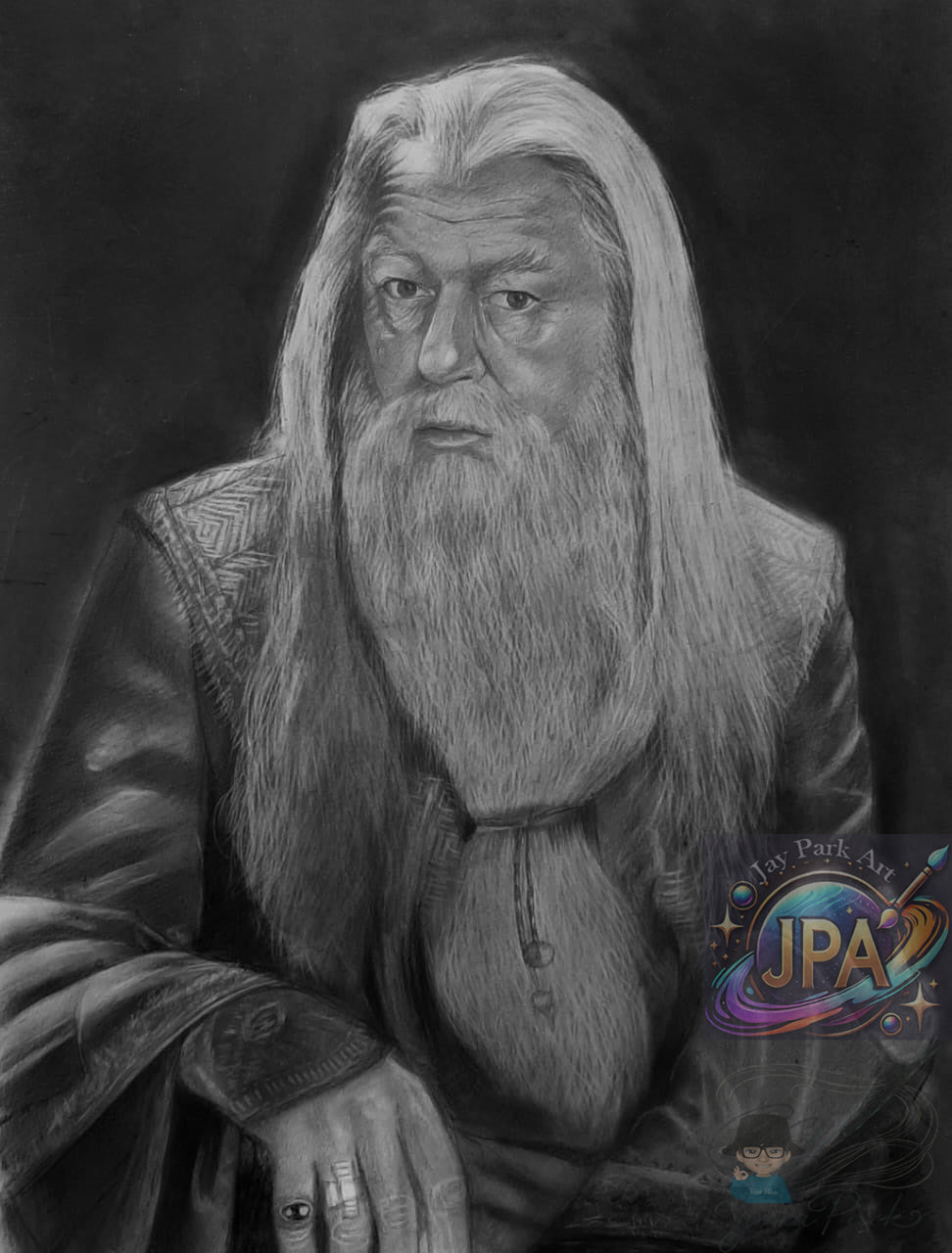 Harry Potter – HANDPAINTED with COA YUNA PARK - Professor Albus Dumbledore (30x20 cm) – Artwork