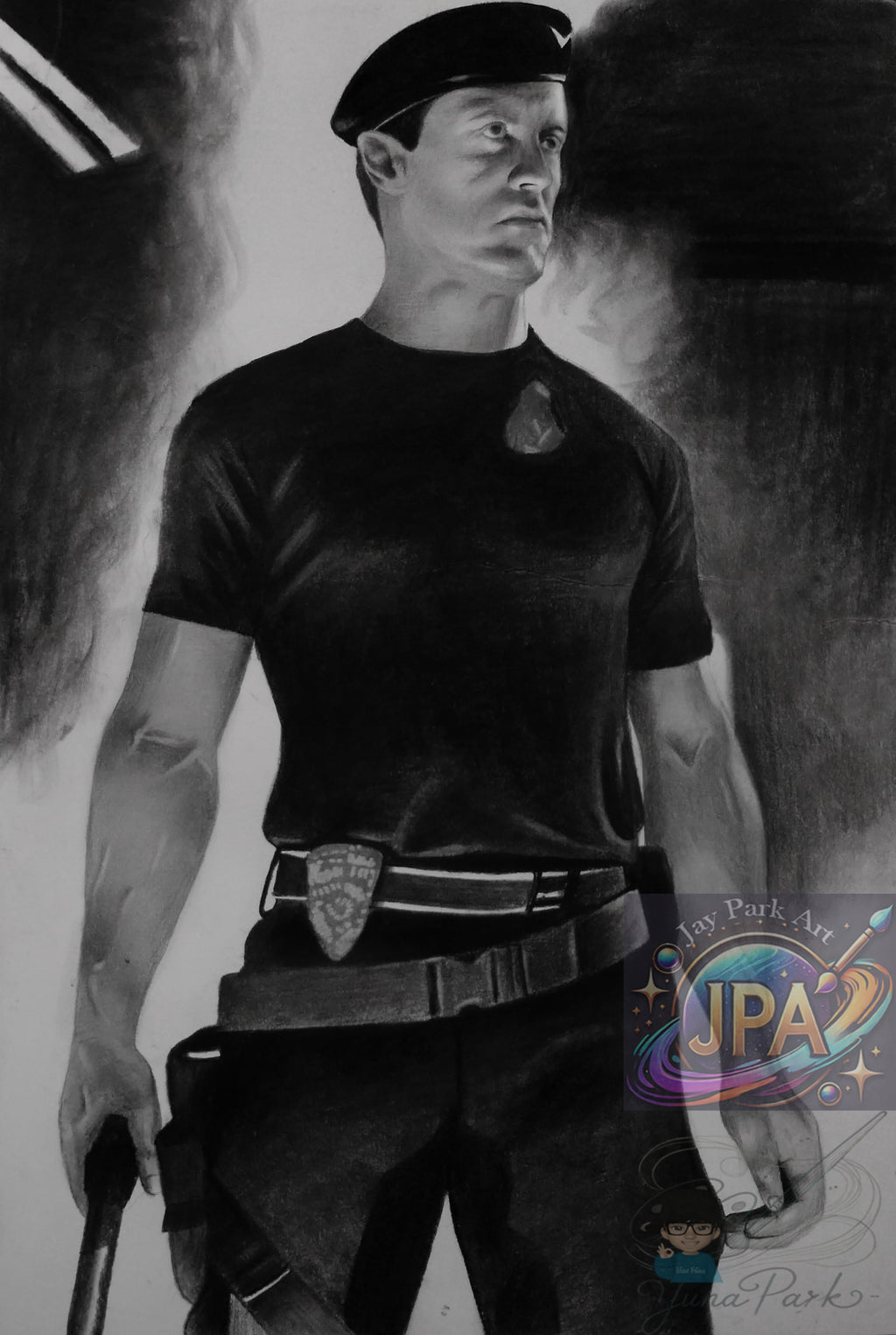 Sylvester Stallone – Demolition Man (30x40 cm) Sketch Art – Artwork