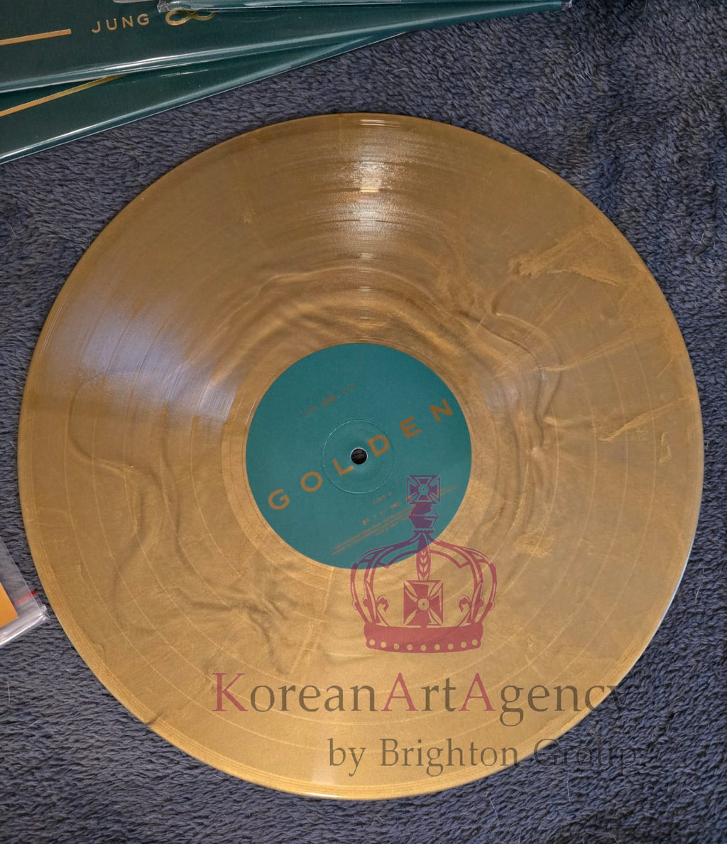 BTS Jungkook Golden Hand-Signed Autographed Album on Golden Record with Bonus Hand-signed Autograph photograph of Jungkook Rare and Limited with COA