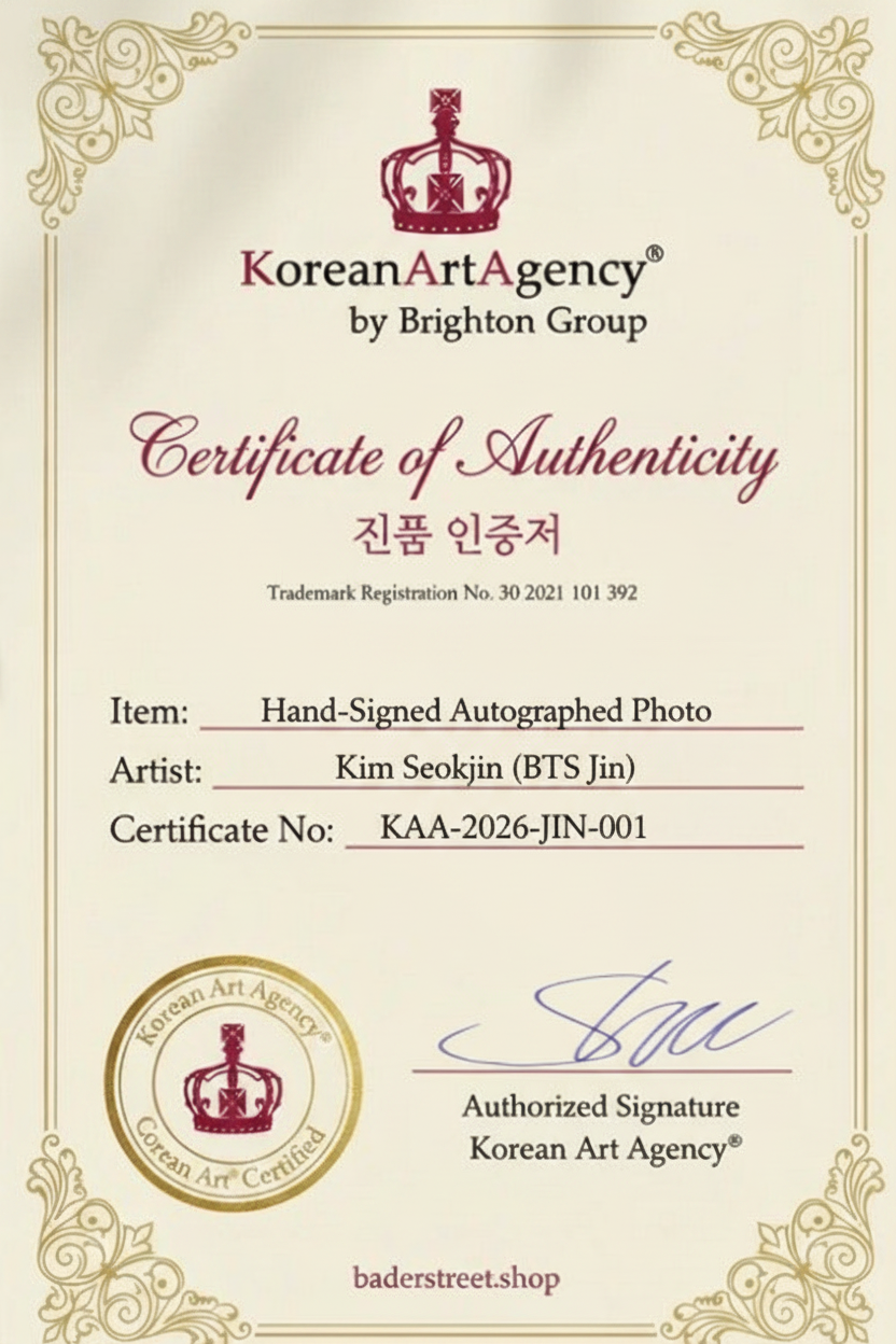 Certificate of Authenticity – Kim Seokjin (BTS Jin) – Korean Art Agency