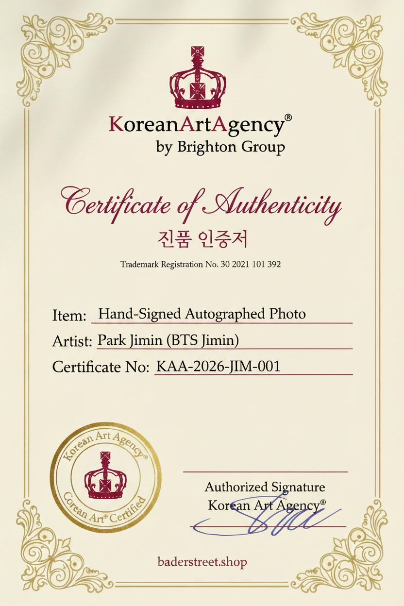 Certificate of Authenticity – Park Jimin (BTS Jimin) – Korean Art Agency