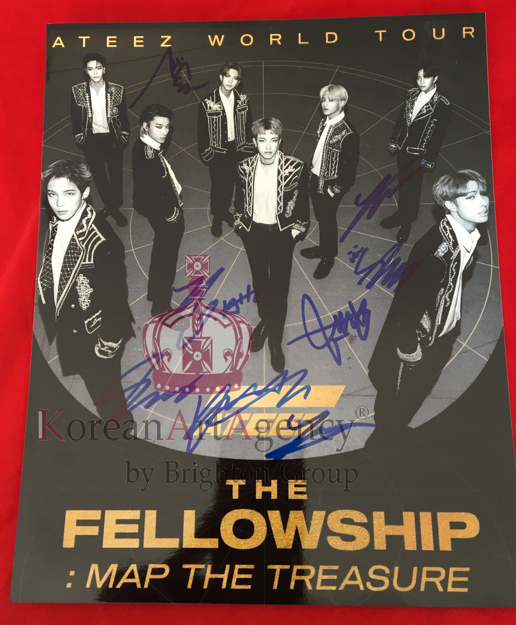 Ateez Hong Joong Seunghwa Yunho Yeosang San Mingi Woo Young Jong Ho 30x26cm 10inches Autograph – Film & Merchandise