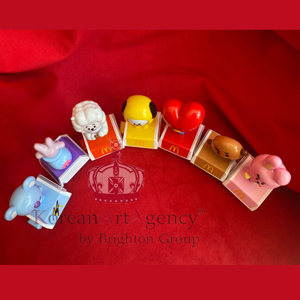 BT21 Mcdonald's Meal Toy  SET 7pcs JHope Jimin V Kim Tae Hyung Jin Jungkook RM Suga Autographed
