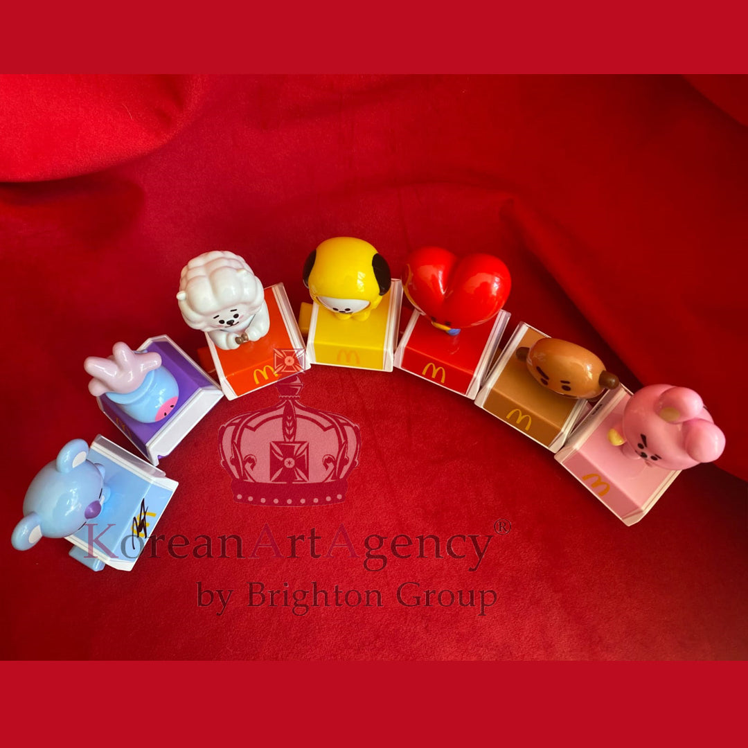 BT21 Mcdonald's Meal Toy  SET 7pcs JHope Jimin V Kim Tae Hyung Jin Jungkook RM Suga Autographed