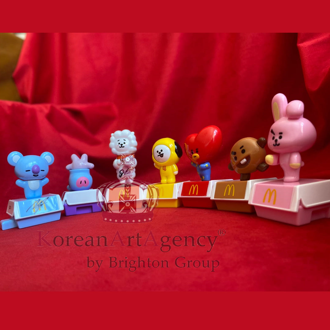 BT21 Mcdonald's Meal Toy  SET 7pcs JHope Jimin V Kim Tae Hyung Jin Jungkook RM Suga Autographed